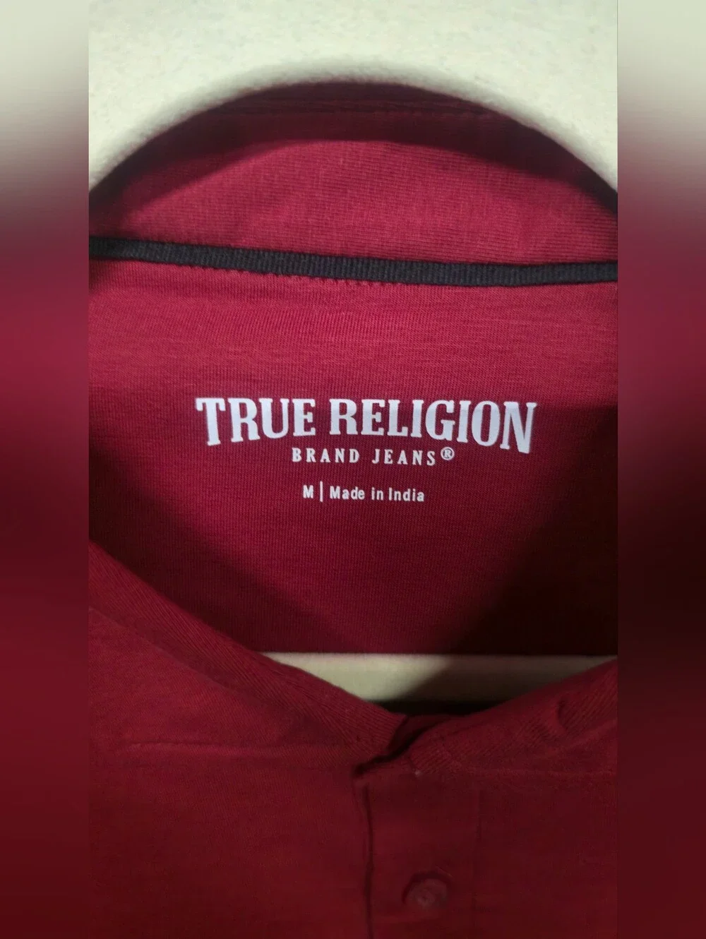 True Religion Men's Dark Red Polo with Black Embroidered Logo